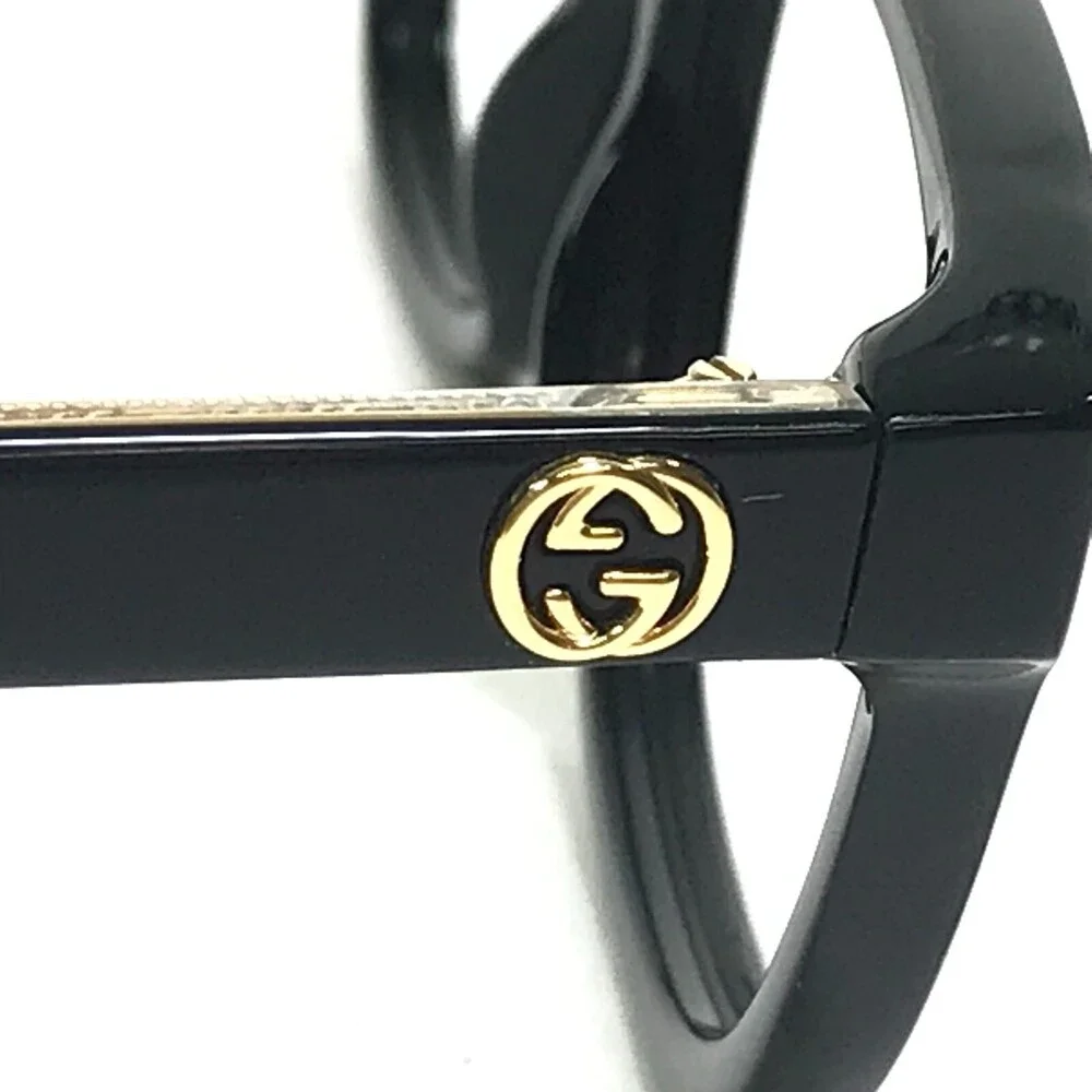 Gucci Eyeglasses Frames GG0315O 001 Black Gold Oval Cat Eye Full Rim 54-19-140
